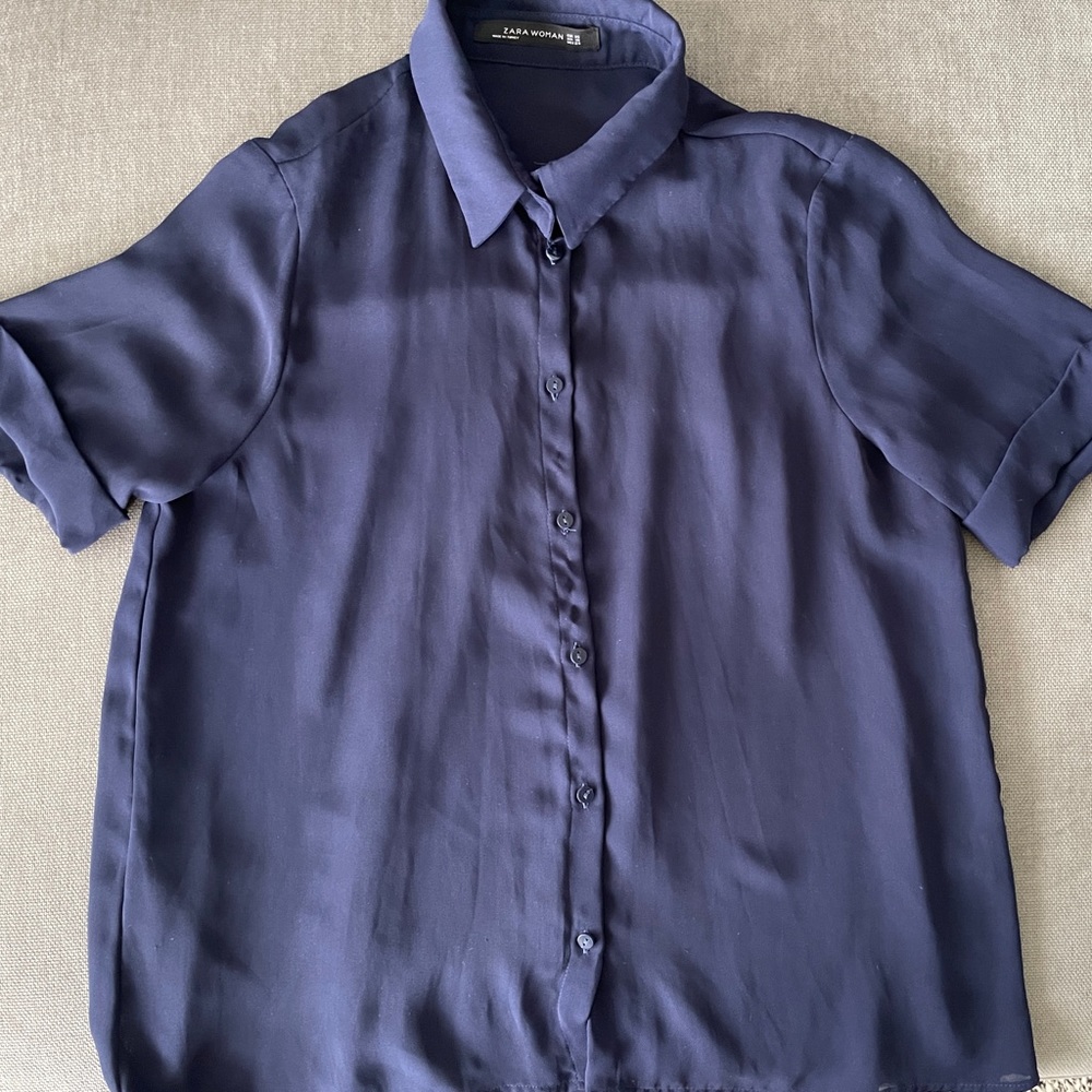 Zara Silk short sleeve blouse